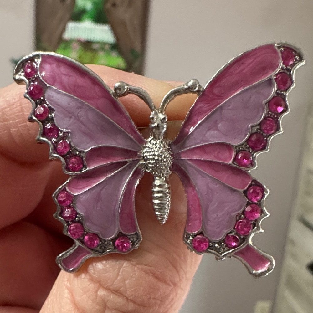 Elegant Pink Butterfly Brooch